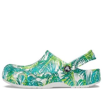 Crocs 4 Printing Outdoor Toc plat Beach Sports Sandale albe verzi „Alb Verde” 206230-1C8