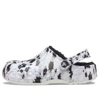 Crocs Baya Lined Clog Fleece căptușit papuci unisex alb gri „White Grey” 205975-10M