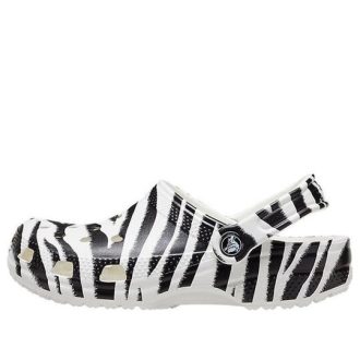Crocs Classic Clog Animal Printing Sandale de plajă Negru Alb 206676-1DE