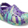 Crocs (GS) Saboți clasici cu căptușeală marmorată „Neon Purple Multi” 207238-573