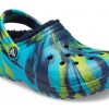 Crocs (GS) Saboți cu căptușeală clasică marmorată „Blue Tie Dye” 207238-4HQ
