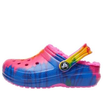 Crocs (GS) Saboți grafici cu căptușeală TieDye „Blue Pink” 206683-6RW