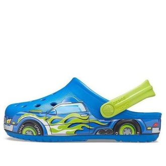 Crocs (PS) Sandale sport albastre cu model amuzant cu toc plat 207074-4JL Crocs (PS) Sandale sport albastre cu model amuzant cu toc plat 207074-4JL