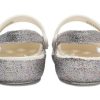 Crocs (PS) Sandale sport lucioase cu toc plat pentru exterior, argintii 206370-93R