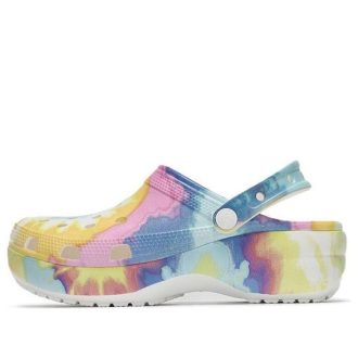 Crocs (WMNS) Classic clog clouds Print Tie Dye Sandale sport ușoare și confortabile Roz Albastru 207151-94S