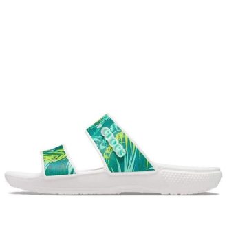 Crocs (WMNS) Papuci sport cu toc plat Classic Tropical Outdoor Alb Verde 207183-94S
