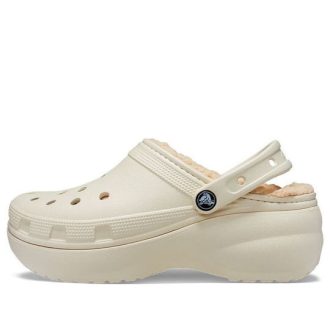 Crocs (WMNS) Sabot cu căptușire cu platformă clasică „Bone” 207938-2Y2