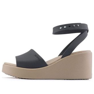 Crocs (WMNS) Sandale cu pană cu curele la gleznă Brooklyn „Black Beige” 209406-07H