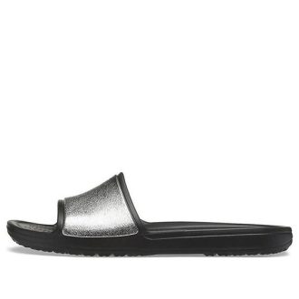 Crocs (WMNS) Sloane Shine Low Slide Flat Casual Black Silver Papuci „Black Silver” 206921-001