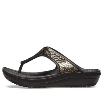 Flip-flops Crocs (WMNS) cu talpă groasă, cupru, negru 205604-0FG