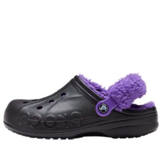 Saboți Crocs Baya căptușiți cu curea Fuzz „Black Purple” 20663309V