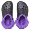 Saboți Crocs Baya căptușiți cu curea Fuzz „Black Purple” 20663309V