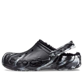 Saboți Crocs Baya, căptușiți cu marmură „Negru Argintiu” 208333-0C4