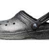 Saboți Crocs Classic cu sclipici „Black Silver” 205842-067