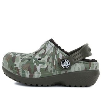 Saboți Crocs (GS) Camouflage imprimați cu vârf rotund „Maro verde” 204817-3R3