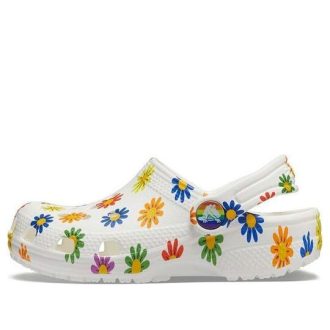 Saboți Crocs (GS) Classic Seasonal Print „White Multi” 207345-94S