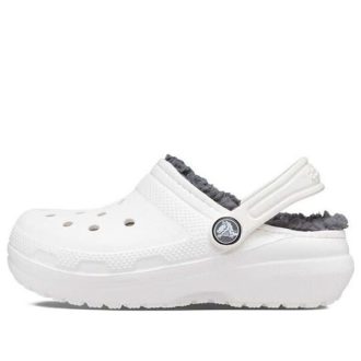 Saboți cu căptușeală Crocs (GS) Classic „White Grey” 207009-10M