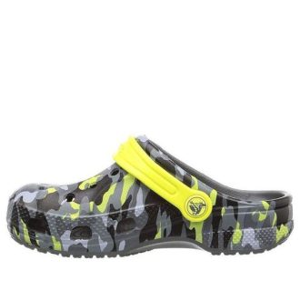 Saboți cu grafică sezonieră Crocs (GS) Baya „Grey Black Yellow” 205484-0DA