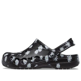 Saboți cu imprimeu sezonier Crocs Baya „Black Daisy” 206230-0ZI