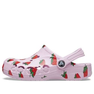 Saboți cu imprimeu sezonier Crocs (GS) Baya „Pink Red” 207657-6GD