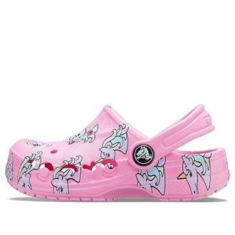 Saboți cu imprimeu sezonier Crocs (GS) Baya „Pink White” 206180-669