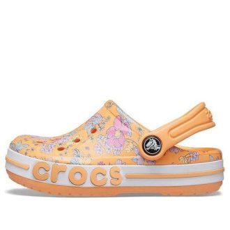 Saboți cu imprimeu sezonier Crocs (GS) Bayaband „Orange White” 206178-801
