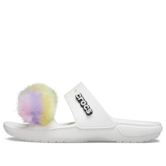 Sandale Crocs Classic Fur Sure cu 2 bretele „Albe” 207405-100