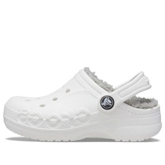 Sandale Crocs (GS) Classic Clog Stay Warm, ușoare, alb, gri „White Light Grey” 205977-11H