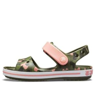 Sandale cu grafic sezonier Crocs (GS) Crocband „Green Pink” 205765-737