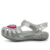 Sandale plate cu sclipici Crocs (GS) Isabella „Grey Silver” 205038-040